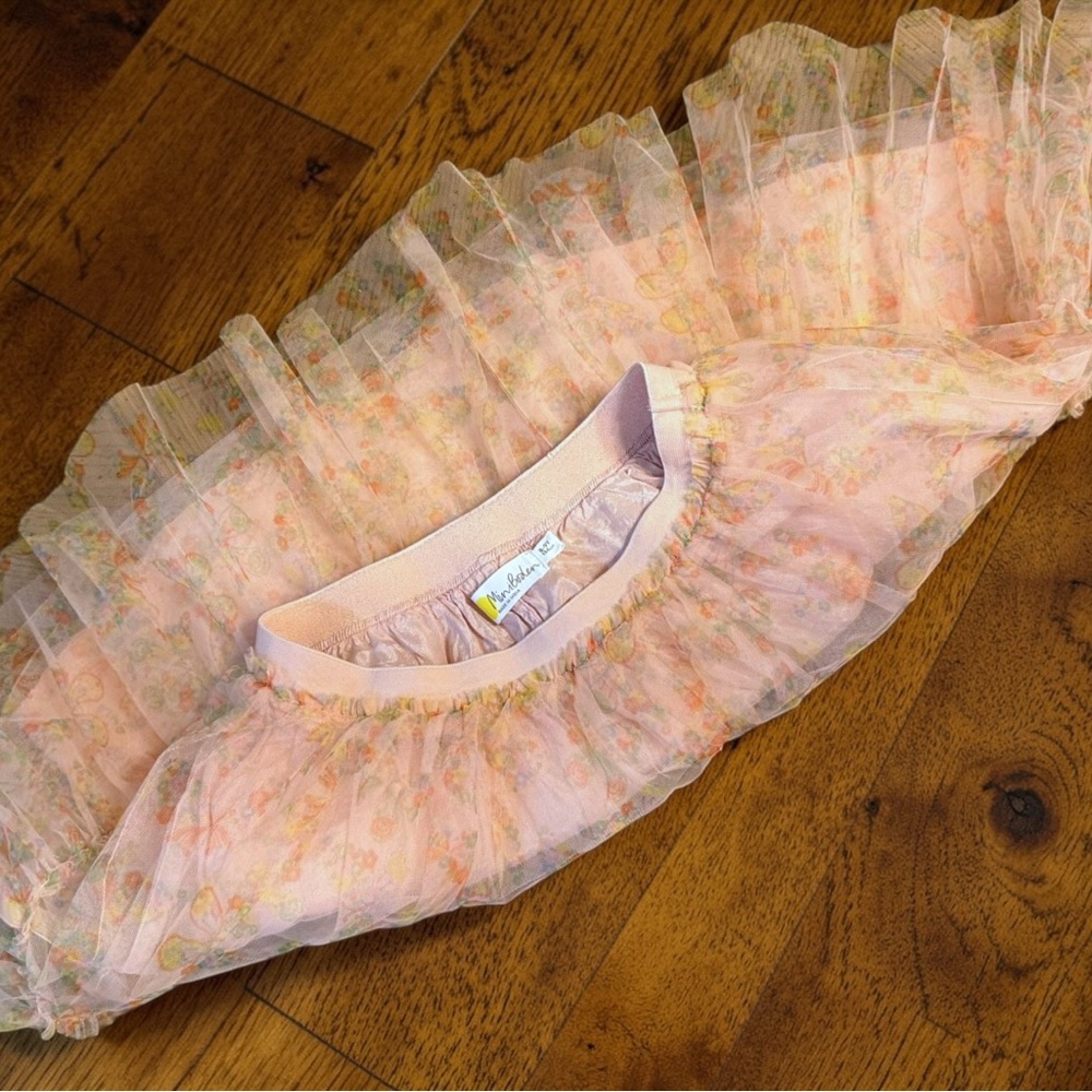 Mini Boden Pink Butterfly Tulle Skirt Girls 8-9Y 134 Floral Layered - Picture 3 of 8